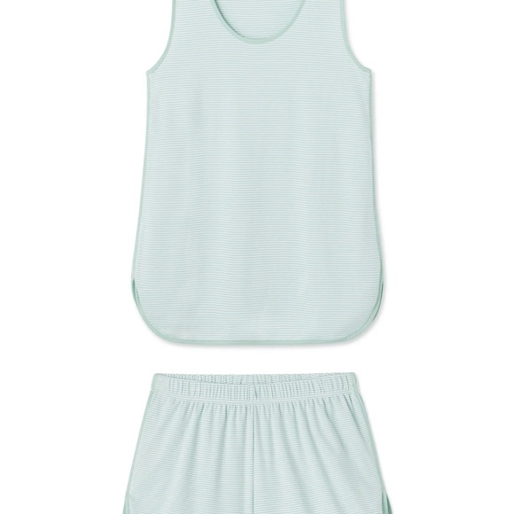LAKE Pajamas | Pima Tank-Short Set in Parisian Green | XS - Picture 5 of 8
